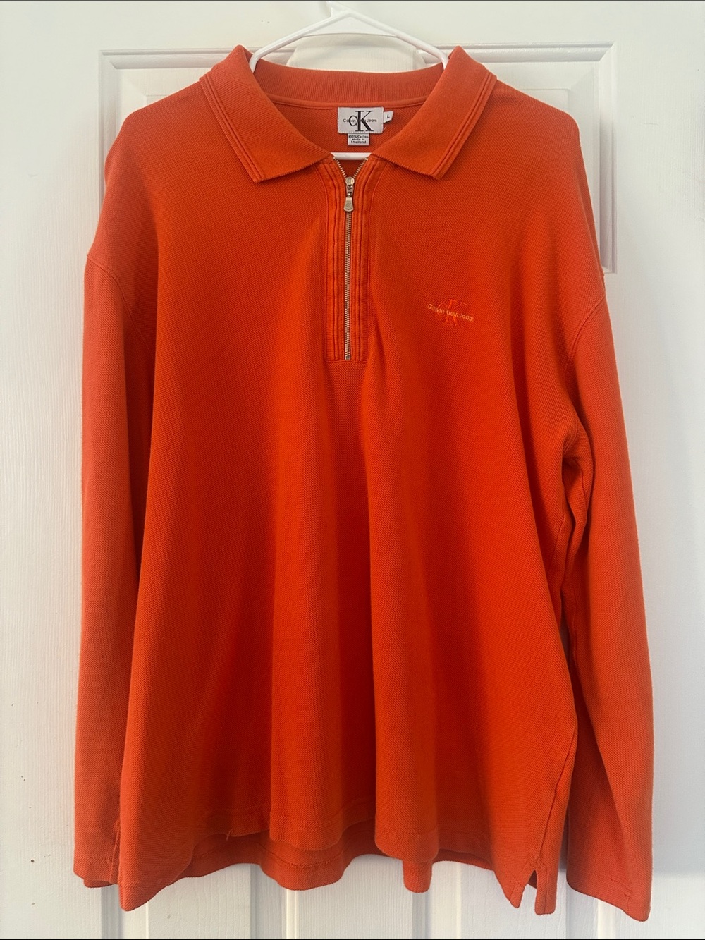 Calvin Klein Men’s Orange Half-Zip Polo